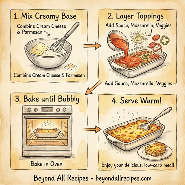 Creamy Cheese Delight Pizza Casserole instructions