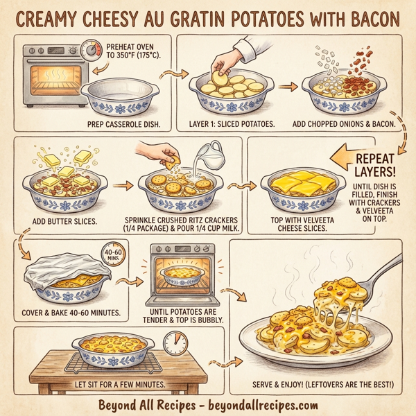 Creamy Cheesy Au Gratin Potatoes with Bacon instructions