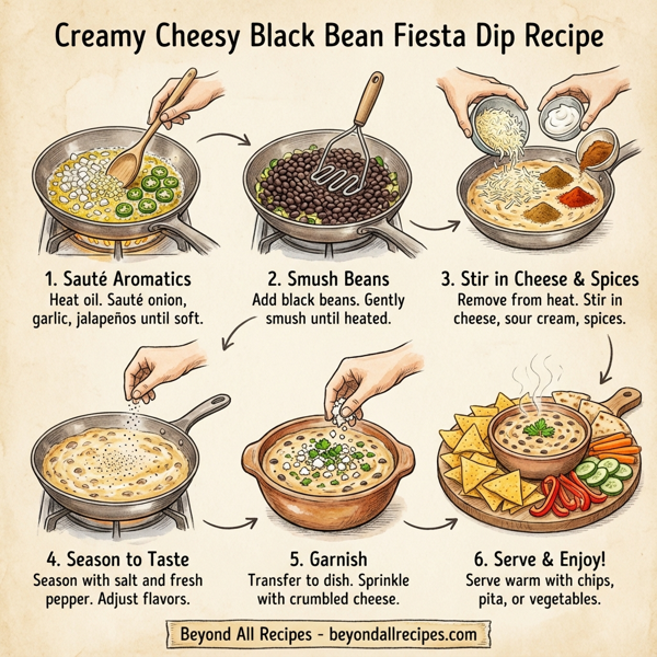 Creamy Cheesy Black Bean Fiesta Dip instructions