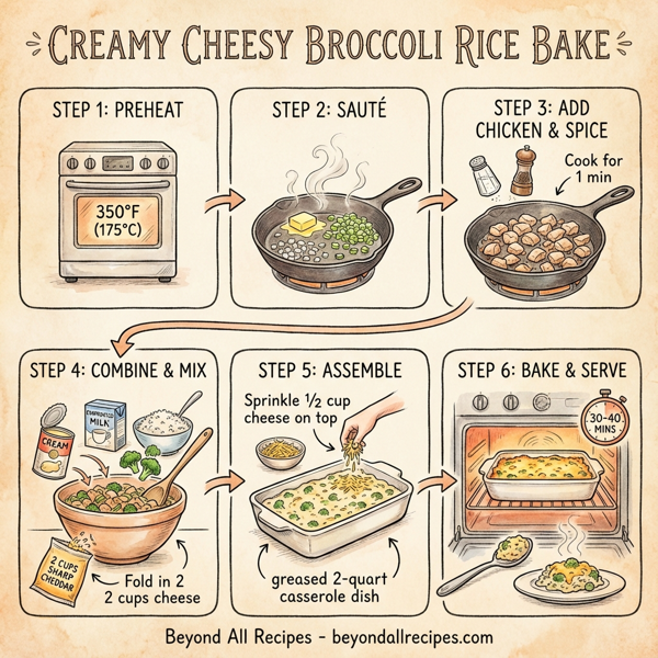 Creamy Cheesy Broccoli Rice Bake instructions