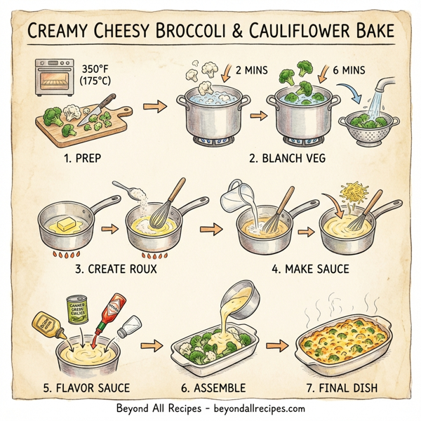 Creamy Cheesy Broccoli and Cauliflower Bake instructions