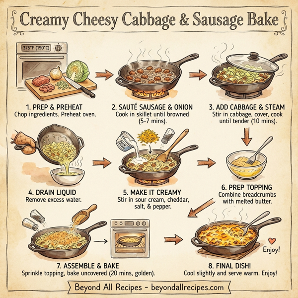 Creamy Cheesy Cabbage and Sausage Bake instructions