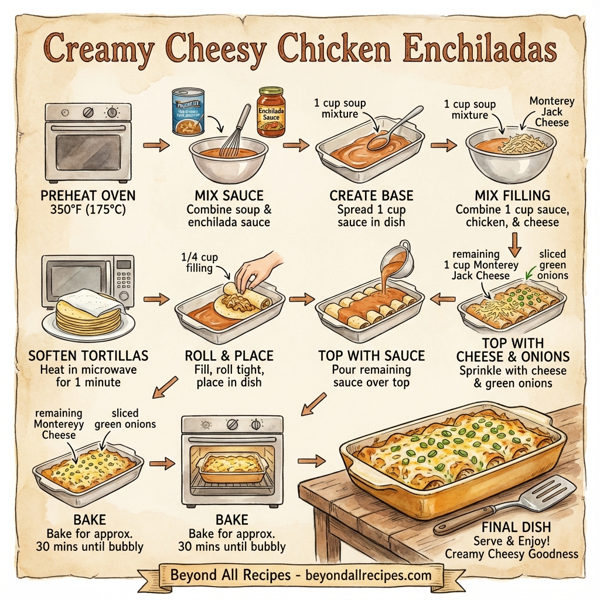 Creamy Cheesy Chicken Enchiladas instructions