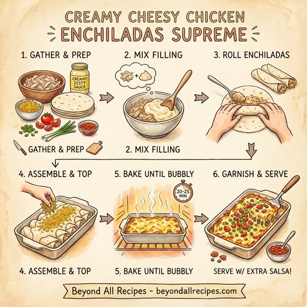 Creamy Cheesy Chicken Enchiladas Supreme instructions