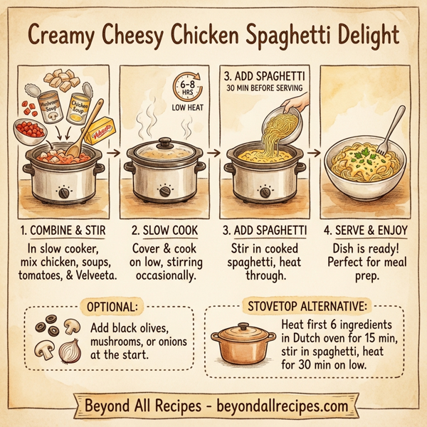 Creamy Cheesy Chicken Spaghetti Delight instructions