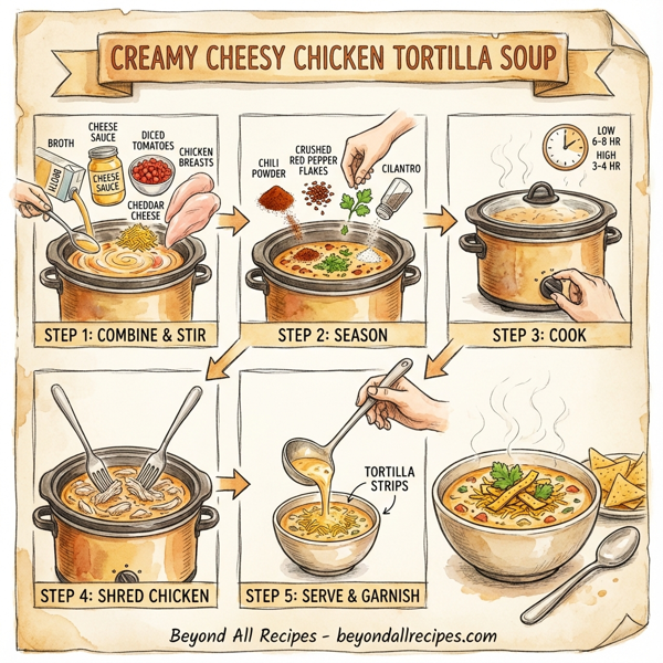 Creamy Cheesy Chicken Tortilla Soup instructions