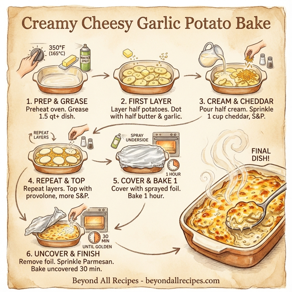 Creamy Cheesy Garlic Potato Bake instructions