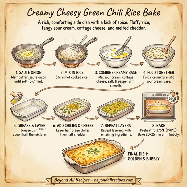 Creamy Cheesy Green Chili Rice Bake instructions