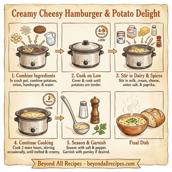 Creamy Cheesy Hamburger & Potato Delight instructions