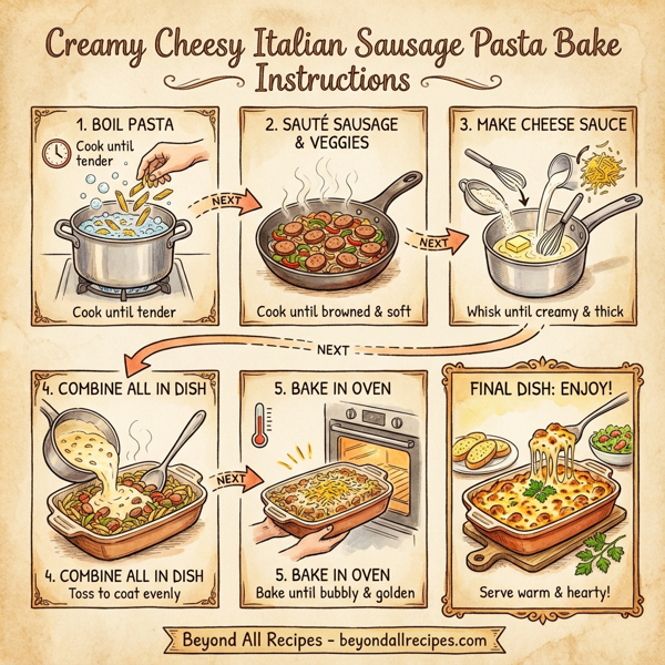 Creamy Cheesy Italian Sausage Pasta Bake instructions
