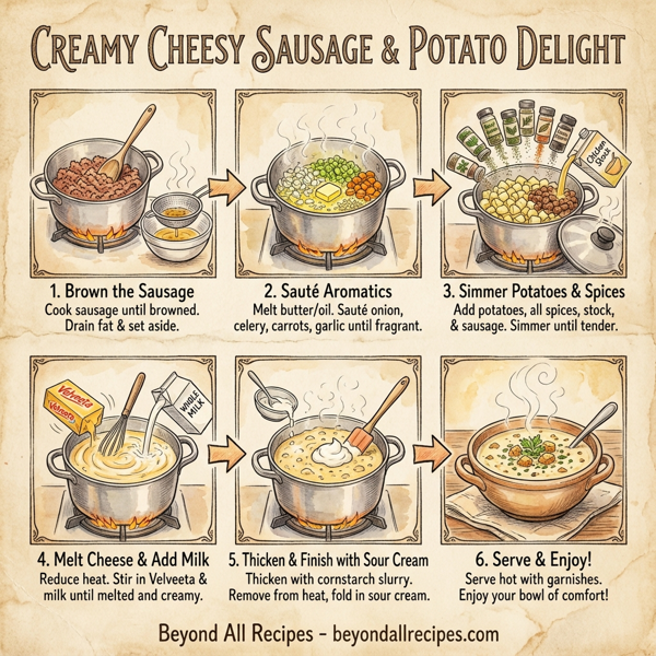 Creamy Cheesy Sausage and Potato Delight instructions