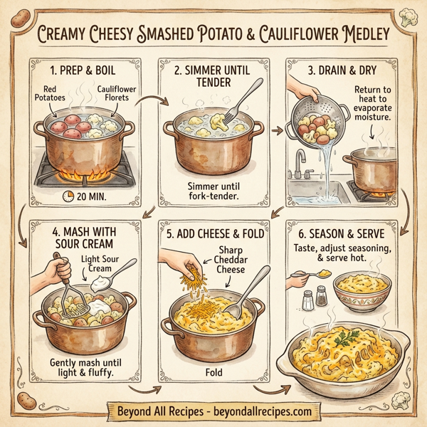 Creamy Cheesy Smashed Potato & Cauliflower Medley instructions