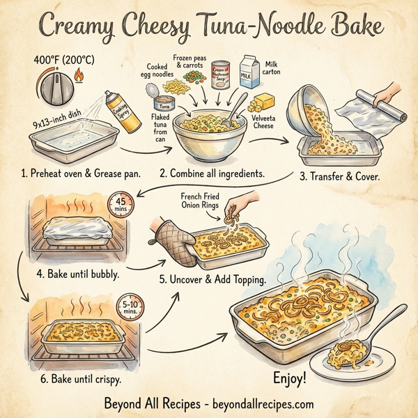Creamy Cheesy Tuna-Noodle Bake instructions
