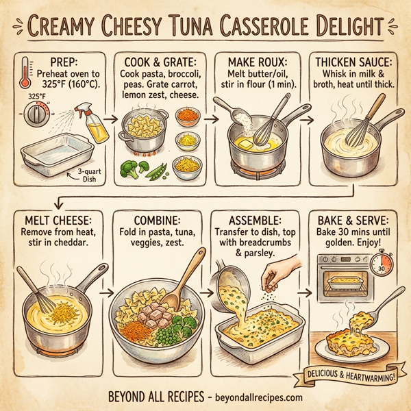 Creamy Cheesy Tuna Casserole Delight instructions