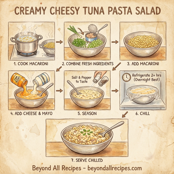Creamy Cheesy Tuna Pasta Salad instructions