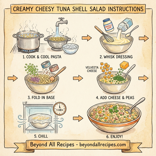 Creamy Cheesy Tuna Shell Salad instructions
