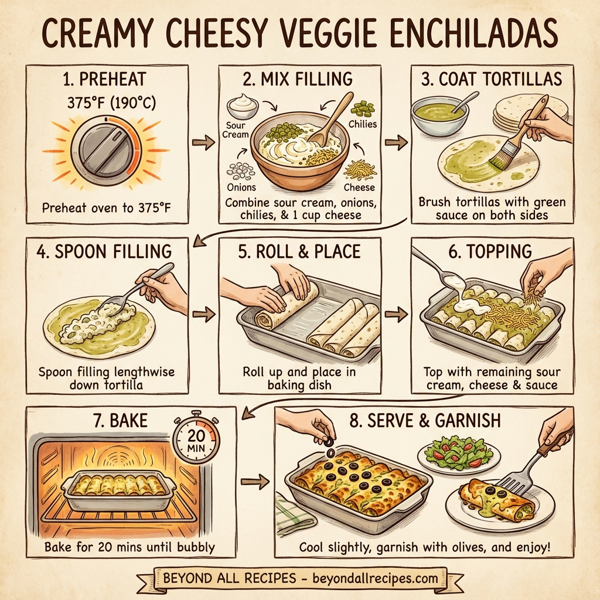 Creamy Cheesy Veggie Enchiladas instructions