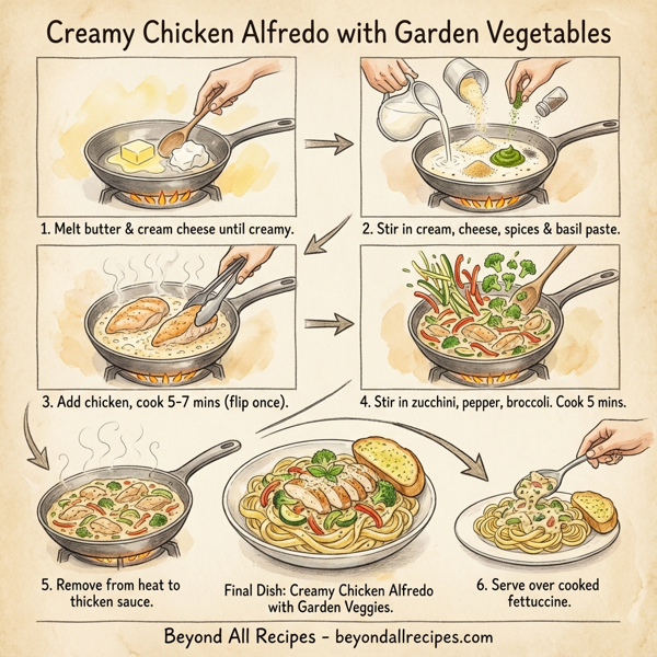 Creamy Chicken Alfredo with Garden Vegetables instructions