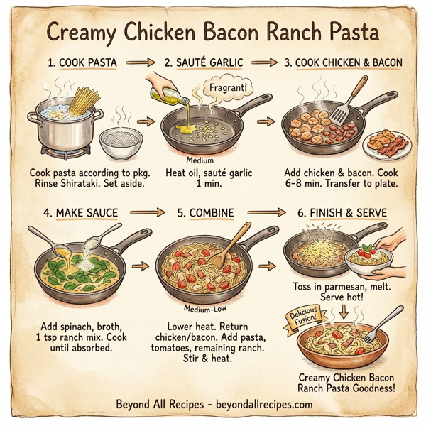 Creamy Chicken Bacon Ranch Pasta instructions