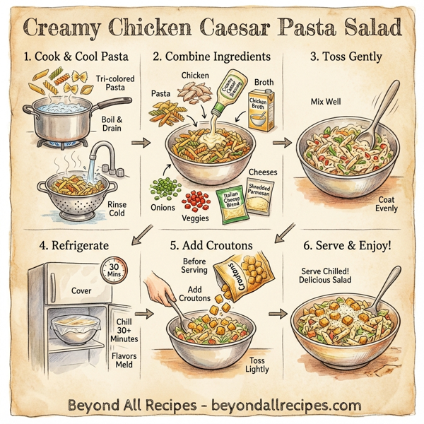 Creamy Chicken Caesar Pasta Salad instructions