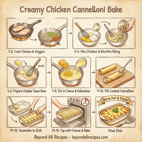 Creamy Chicken Cannelloni Bake instructions