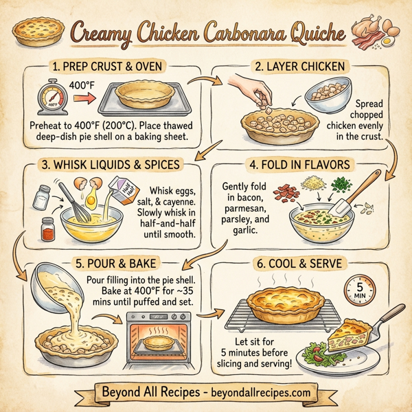 Creamy Chicken Carbonara Quiche instructions