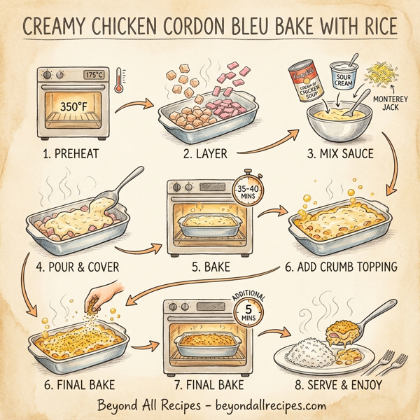 Creamy Chicken Cordon Bleu Bake with Rice instructions