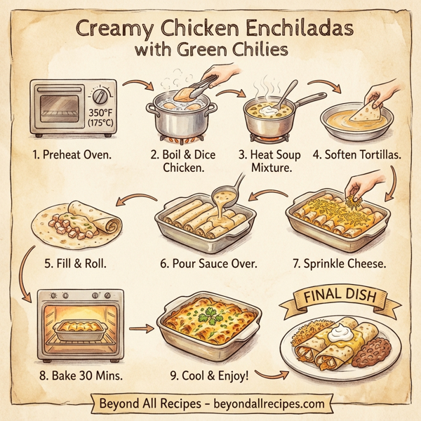 Creamy Chicken Enchiladas with Green Chilies instructions
