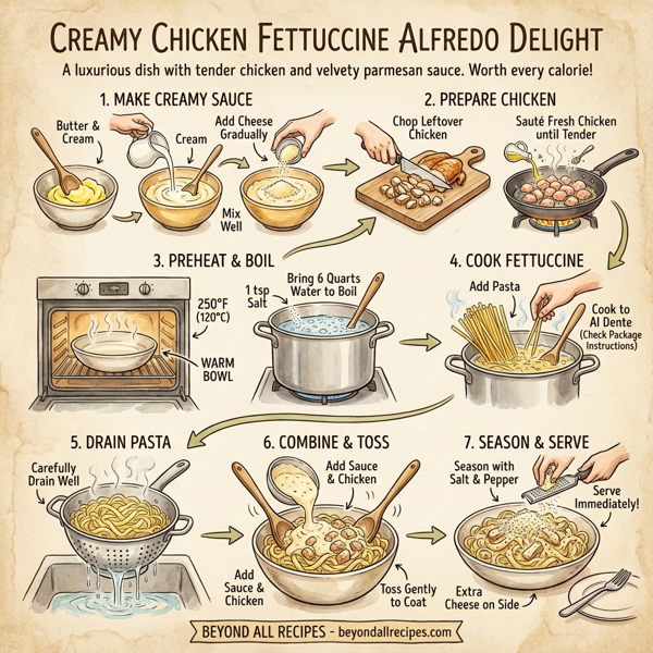 Creamy Chicken Fettuccine Alfredo Delight instructions