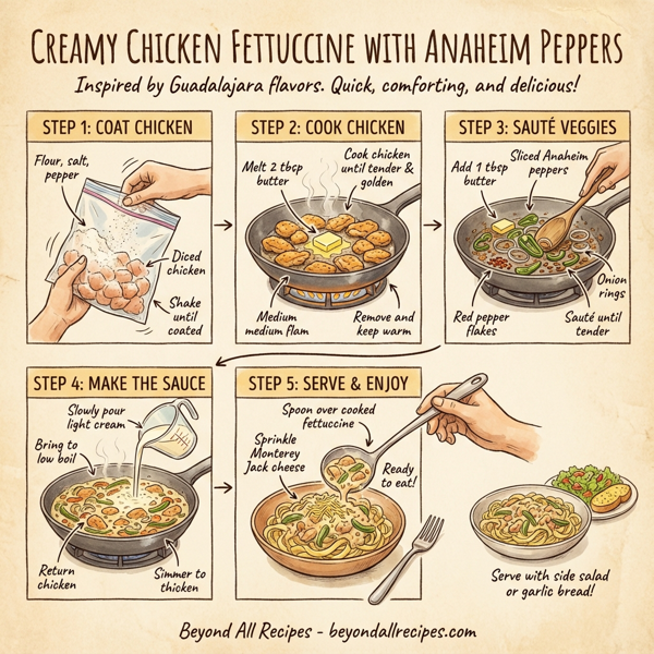 Creamy Chicken Fettuccine with Anaheim Peppers instructions