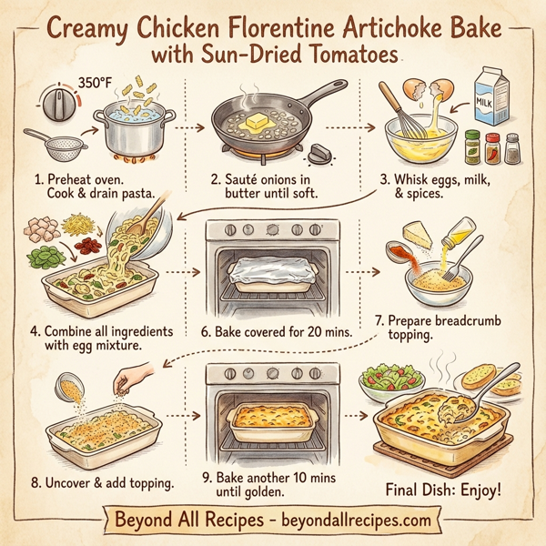 Creamy Chicken Florentine Artichoke Bake with Sun-Dried Tomatoes instructions