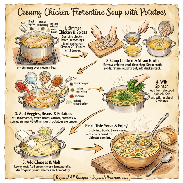 Creamy Chicken Florentine Soup with Potatoes instructions