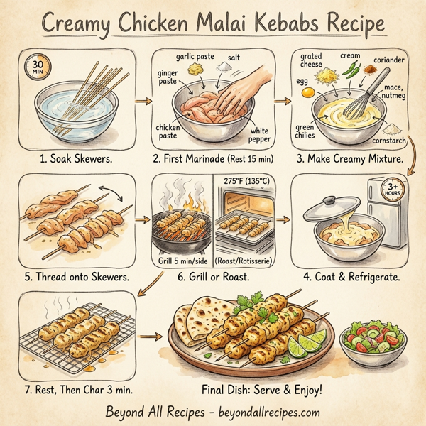 Creamy Chicken Malai Kebabs instructions