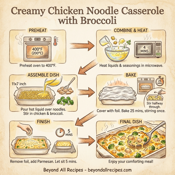 Creamy Chicken Noodle Casserole with Broccoli instructions