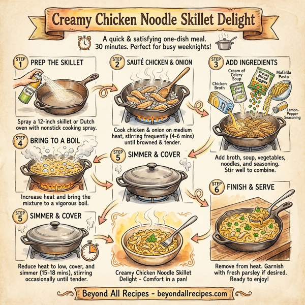 Creamy Chicken Noodle Skillet Delight instructions