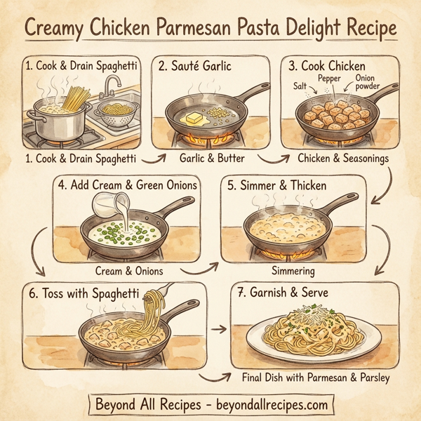 Creamy Chicken Parmesan Pasta Delight instructions