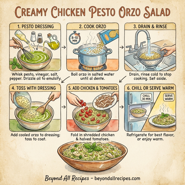 Creamy Chicken Pesto Orzo Salad instructions