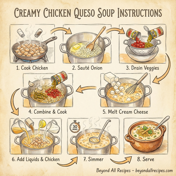 Creamy Chicken Queso Soup instructions