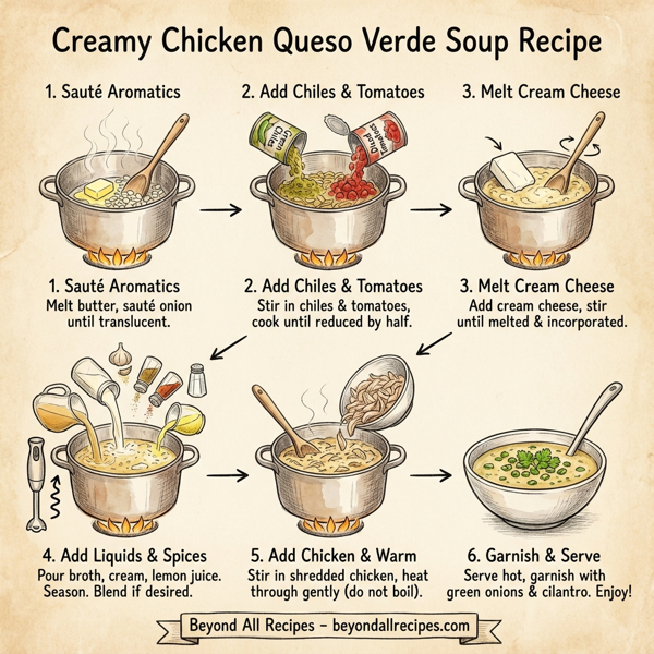 Creamy Chicken Queso Verde Soup instructions