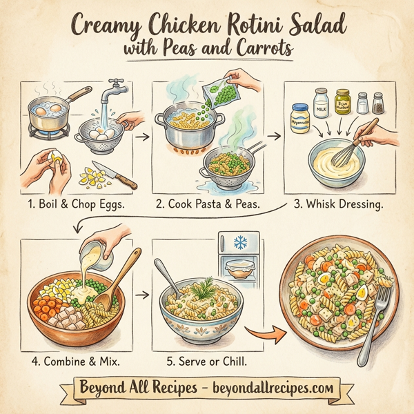 Creamy Chicken Rotini Salad with Peas and Carrots instructions