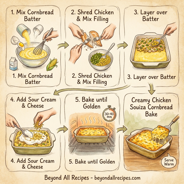 Creamy Chicken Souiza Cornbread Bake instructions