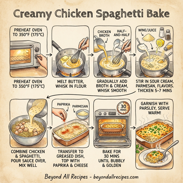 Creamy Chicken Spaghetti Bake instructions