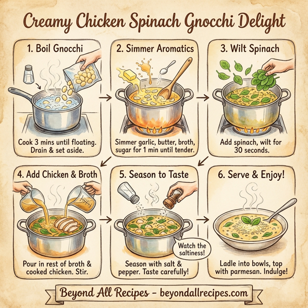 Creamy Chicken Spinach Gnocchi Delight instructions