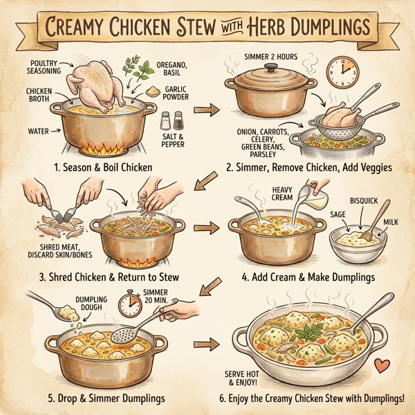 Creamy Chicken Stew with Herb Dumplings instructions