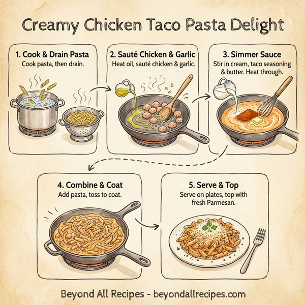 Creamy Chicken Taco Pasta Delight instructions