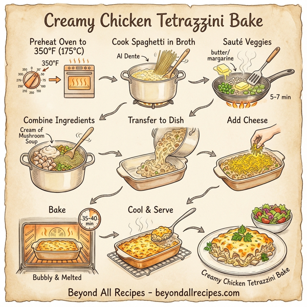 Creamy Chicken Tetrazzini Bake instructions