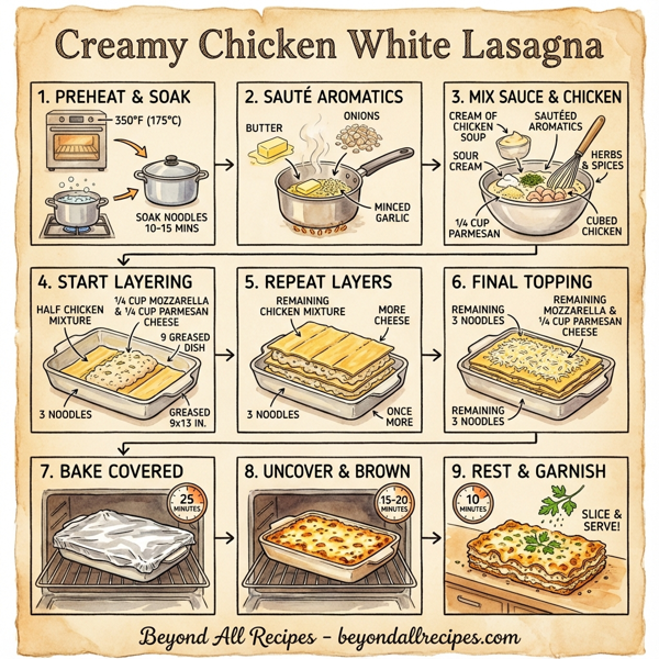 Creamy Chicken White Lasagna instructions