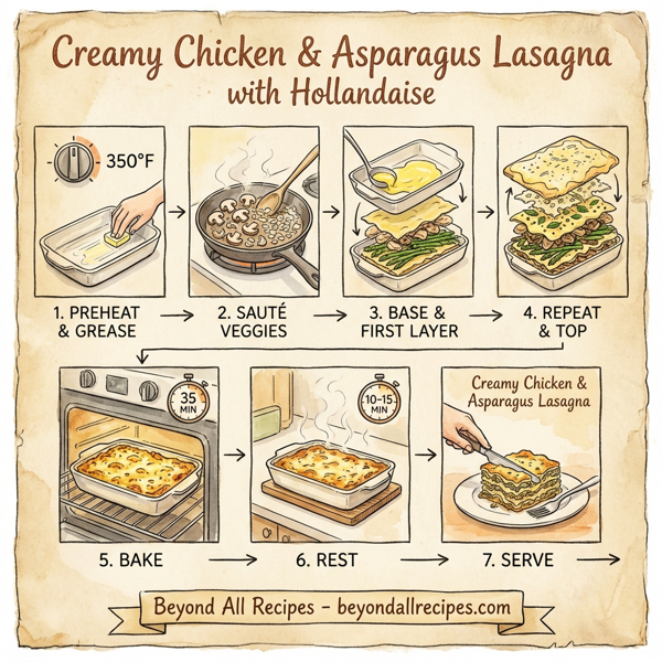 Creamy Chicken & Asparagus Lasagna with Hollandaise instructions