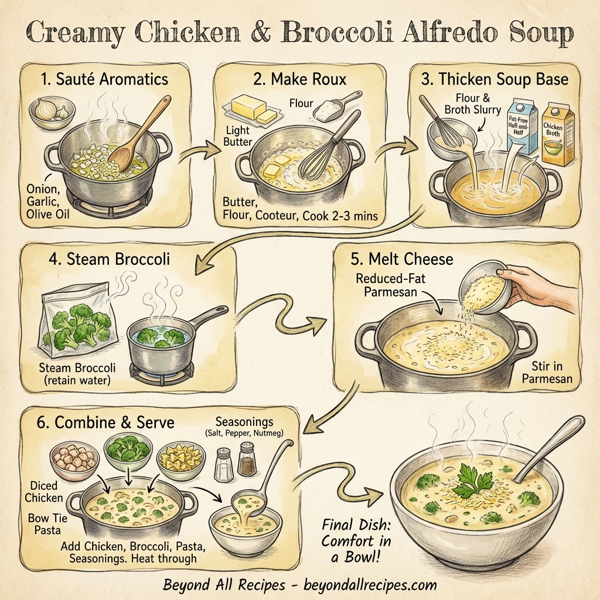 Creamy Chicken & Broccoli Alfredo Soup instructions