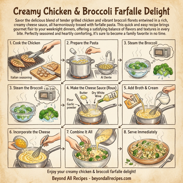 Creamy Chicken & Broccoli Farfalle Delight instructions